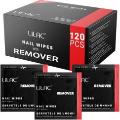 Lilac, servetele unghii cu soak off remover, 120 bucati
