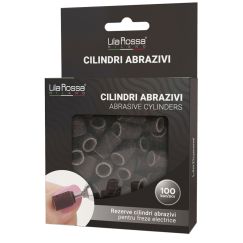 Set cilindri abrazivi Lila Rossa, inele smirghel cu granulatie 120, 100 buc