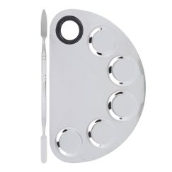 Paleta mixare fond de ten sau vopsele acrilice cu spatula, Lila Rossa semirotunda cu 5 compartimente