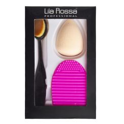 Set pensula ovala makeup pentru concealer + burete + curatator