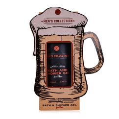 Set cadou barbati, gel de dus, 200ml bath & shower gel MEN'S COLLECTION in bottle incl. kraft paper gift box in beer mug look, fragrance: Birch & Cedar, col. brown, PU 6/24, set cadou craciun