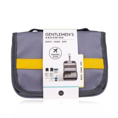 Set cadou barbati, gel de dus, sampon, balsam after shave, burete, Travel set GENTLEMEN'S GROOMING in hangable wash bag, incl. 100ml body wash, 100ml shampoo, 30ml after shave balm, 15g net sponge, fragrance: Cool Mint & Lime, col. black/white/mint,