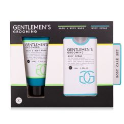 Set cadou barbati, gel de dus, spray corp, Bath set GENTLEMEN'S GROOMING in paper gift box, incl. 60ml hair & body wash, 25ml body spray, fragrance: Cool Mint & Lime, col. black/white/mint, PU 6/24, set cadou craciun