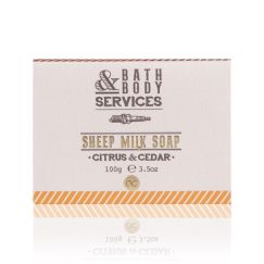 Set cadou barbati, sapun, 100g sheep milk soap BATH & BODY SERVICES, handmade, fragrance: men´s musk, col. orange, PU 14 in display, set cadou craciun