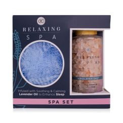 Set cadou femei, sare de baie, burete, Wellness set RELAXING SPA in gift box, incl. 120g himalayan bath salt, 20g net sponge, infused with Lavender Oil, fragrance: Lavender & Chamomile, col. blue/lilac, PU 6/24, set cadou craciun