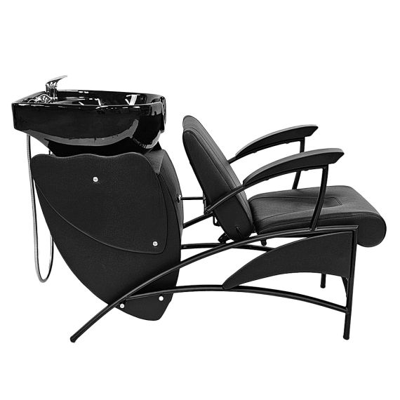 Scafa coafor, unitate de spalare profesionala pentru salon si coafor, Lila Rossa, cu piele ecologica, negru, 3 image