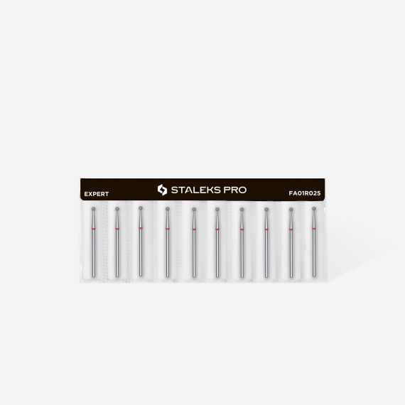 STALEKS capat freza unghii Diamond ball red Expert head diameter 2,5 mm, 3 image