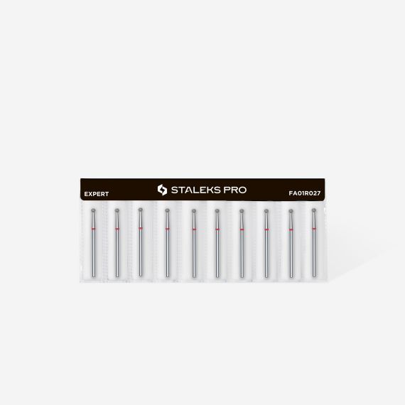 STALEKS capat freza unghii Diamond ball red Expert head diameter 2,7 mm, 3 image