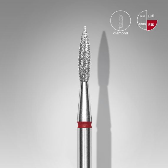 STALEKS capat freza unghii Diamond pointed flame red Expert head diameter 2,3 mm / working part 8 mm
