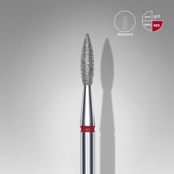 STALEKS capat freza unghii Diamond pointed flame red Expert head diameter 2,1 mm / working part 8 mm