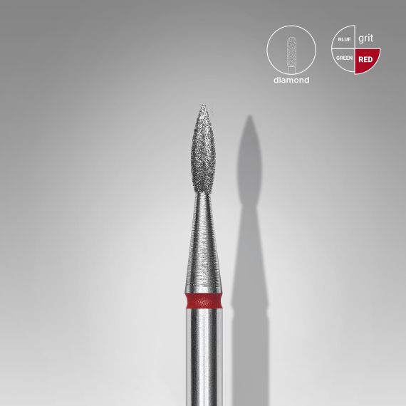STALEKS capat freza unghii Diamond pointed flame red Expert head diameter 1,8 mm / working part 8 mm