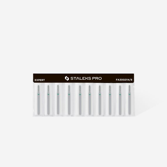 STALEKS capat freza unghii Diamond rounded cylinder green Expert head diameter 1,4 mm / working part 8 mm, 3 image