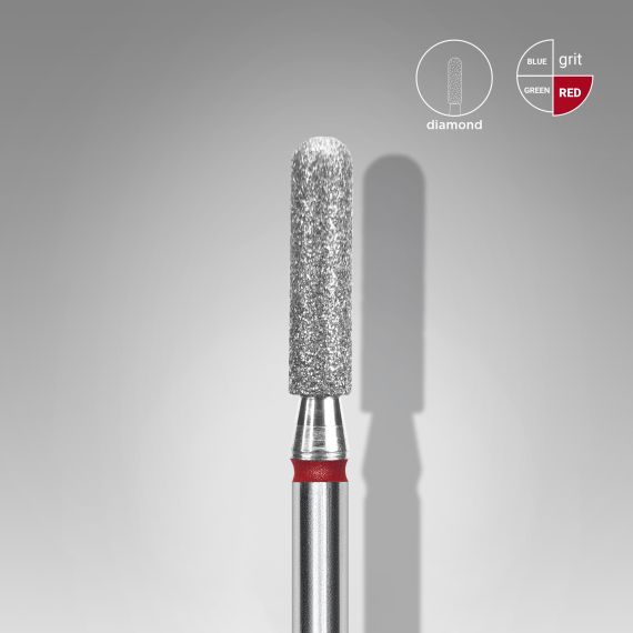STALEKS capat freza unghii Diamond rounded cylinder red Expert head diameter 2,5 mm / working part 10 mm