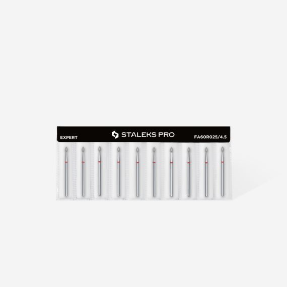 STALEKS capat freza unghii Diamond pointed bud red Expert head diameter 2,5 mm / working part 4,5 mm, 3 image