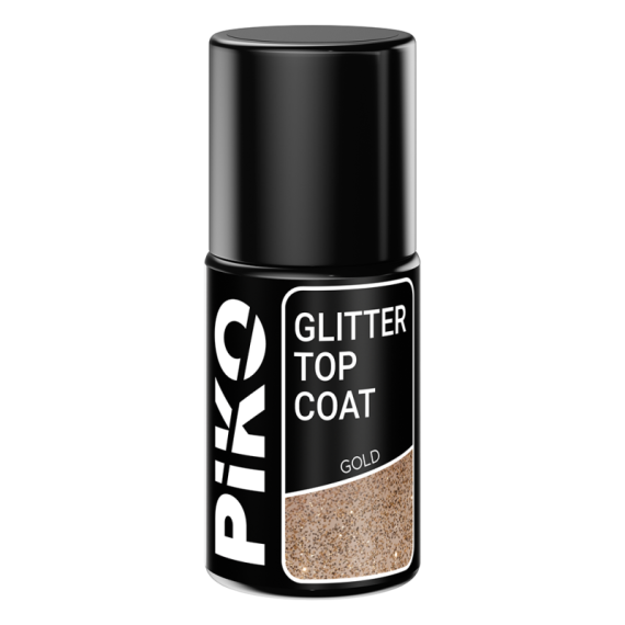 Top coat Piko, Glitter Top, 7 ml, Gold, 2 image